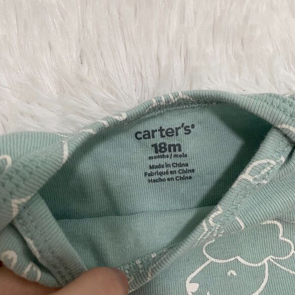 3/$10 Baby Carter's Green Long Sleeve One Piece Size 18 Months - Picture 4 of 6